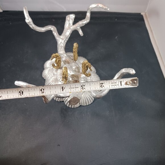 Vtg 1993 Arthur Court Aluminum Brass Seahorse Stand/Bowl Holder Signed - Picture 9 of 15